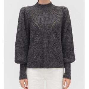 Cuyana Charcoal Alpaca Wool Balloon Sleeve Sweater, size Small